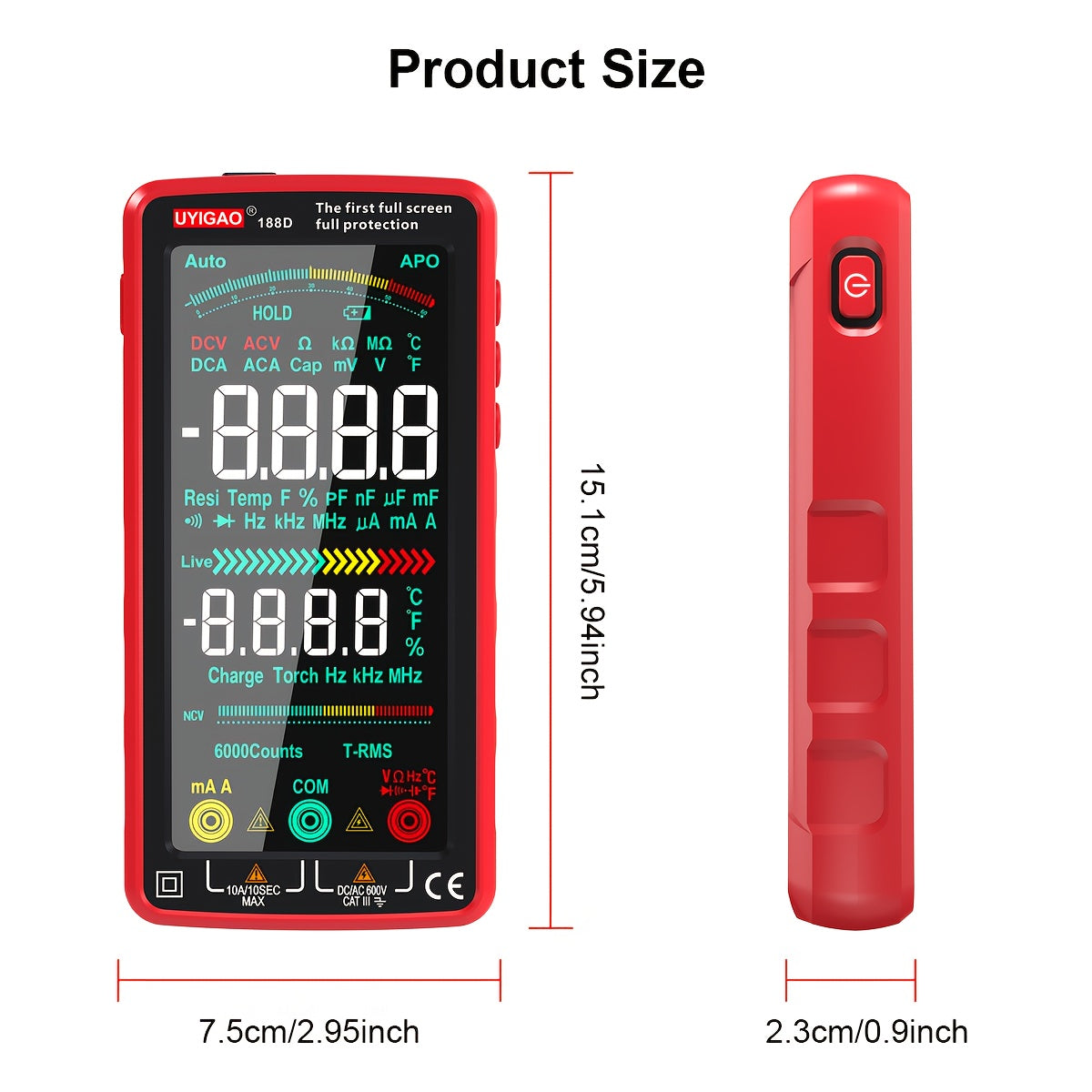 Digital Multimeter TRMS 6000 Counts Auto-Ranging AC/DC Voltage Current Resistance