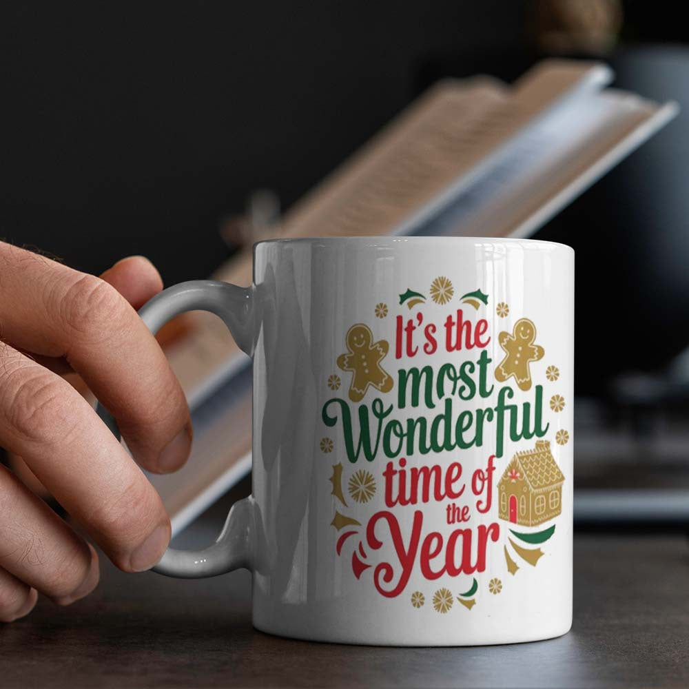 Festive Ceramic Coffee Mug It's the Most Wonderful Time of the Year Holiday Office Camping Dining