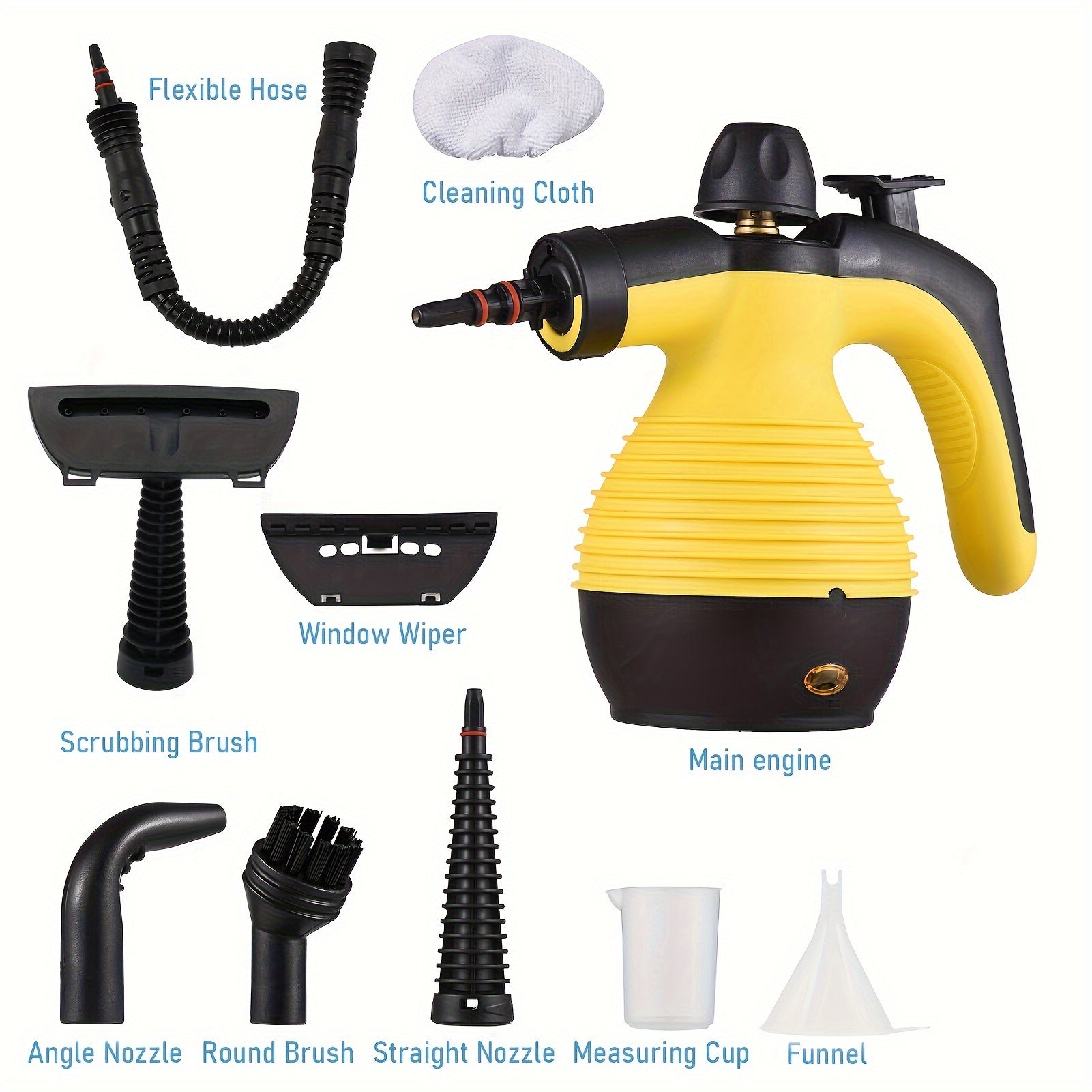 Qo'l bilan ishlatiladigan yuqori haroratli bosimli bug' tozalagich, ≥600w, 220V-240V, 350ml, EU ulagichi, aksessuarlar bilan, uyda, oshxona ventilyatori tozalash uchun