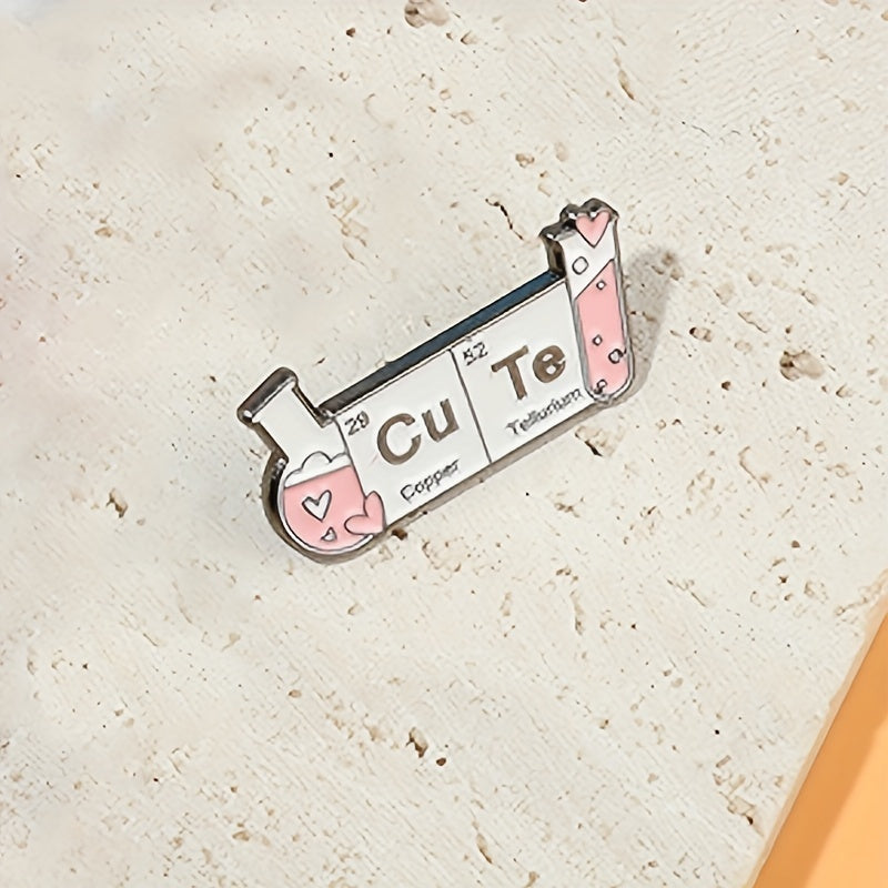 Chemistry Brooch Copper Tellurium Periodic Table Laboratory Beaker Flask Science Accessory