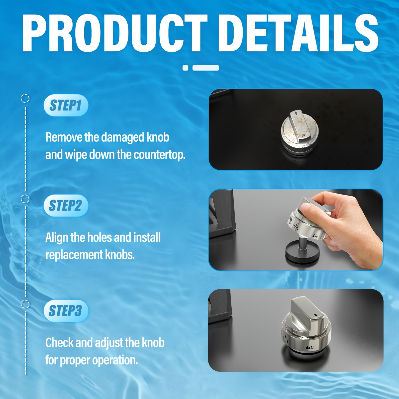 Juego de 5 perillas de metal para estufa de gas, reemplazo para modelos de horno y cocina, instalación sencilla