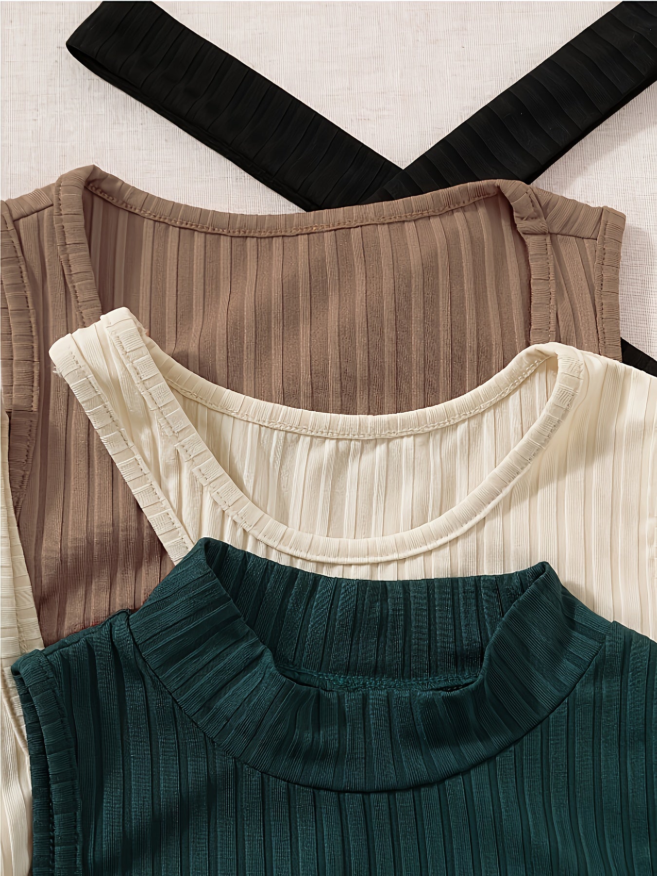 Women’s Ribbed Sleeveless Crop Top Pack Solid Knit Summer Elasticity