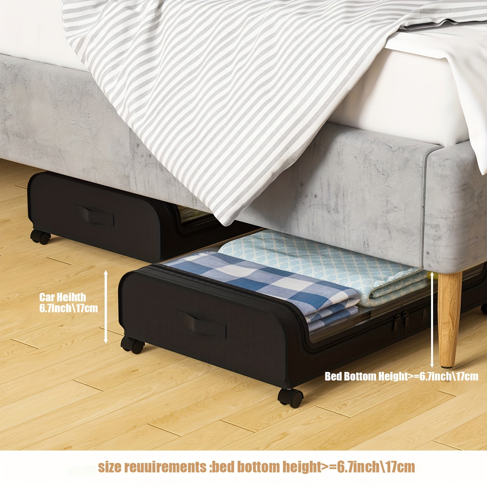 2 ta yotoq osti saqlash sumkalarini oling, ular ko'p kiyimlarni saqlay oladi. Ushbu egiluvchan sumkalar shaffof derazaga, mustahkam tutqichlarga va zipli tashkilotchilarga ega. Ular ajoyib Halloween yoki Rojdestvo sovg'asi bo'ladi.