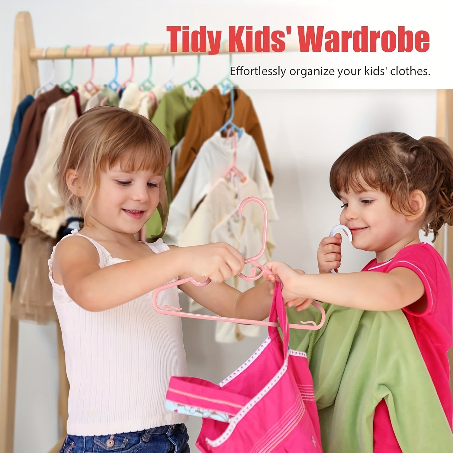 60/100 Piezas de perchas de plástico coloridas para organización de armario, apilables, antideslizantes, con hombros