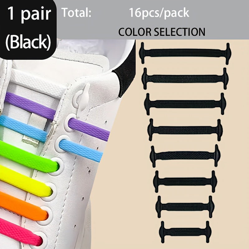 16pcs Silicone Elastic Shoelaces for Sports and Casual Shoes Durable PVC