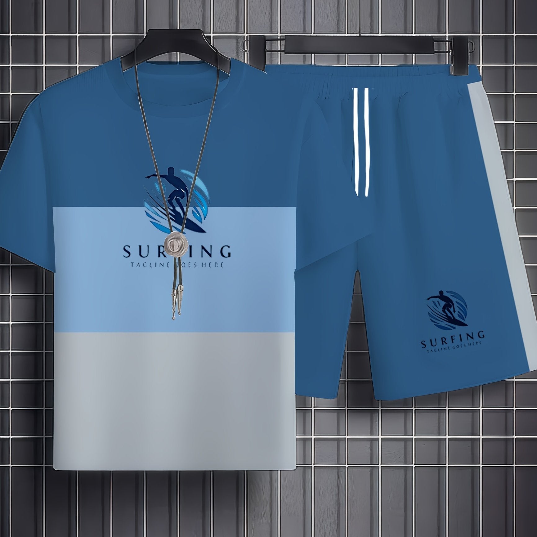 Men's Casual Outfit Set Polyester Spandex Print Slim Fit for Outdoor Party Fitness