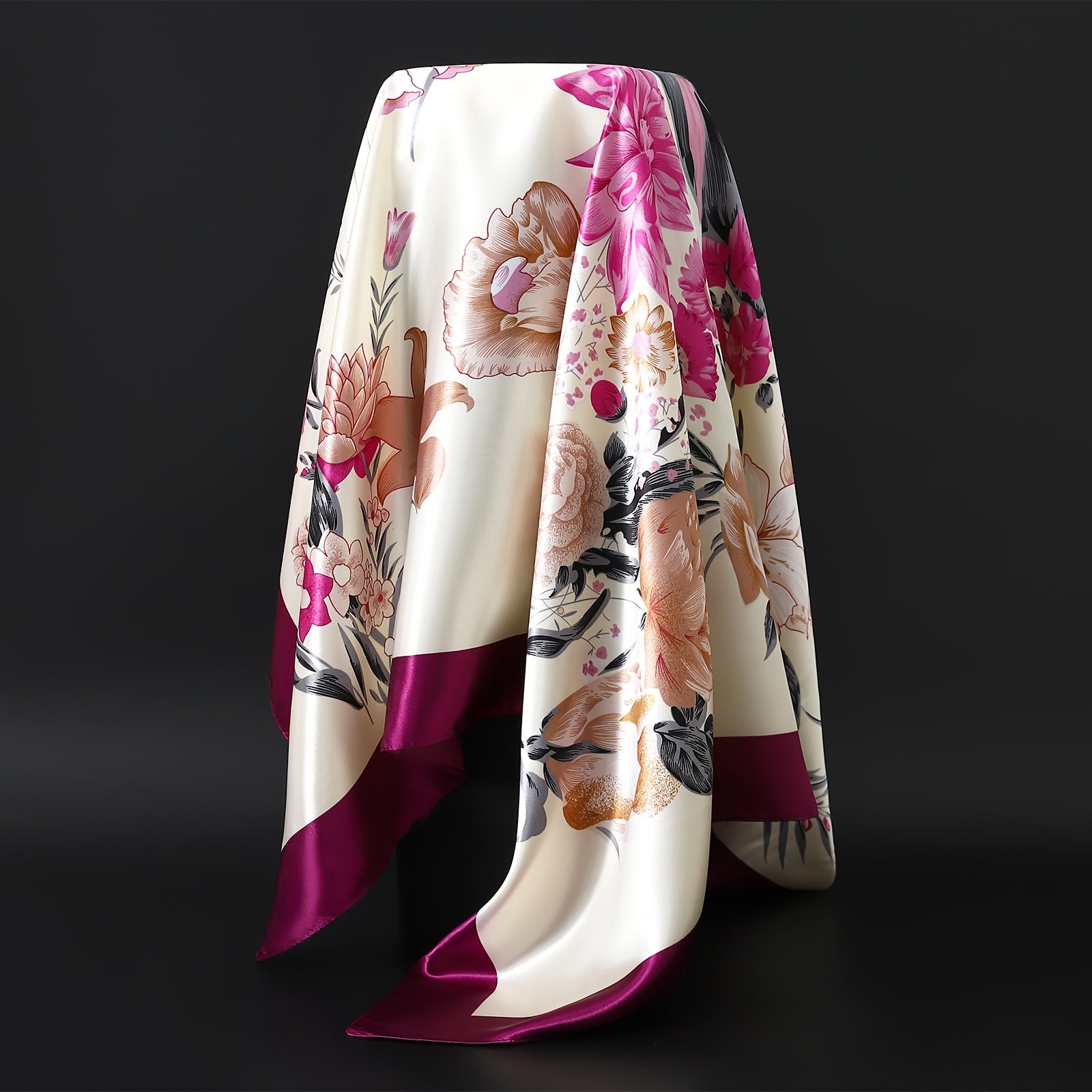 90x90cm Square Scarf Lightweight Printed Polyester Fashion Accessory for Sun Protection