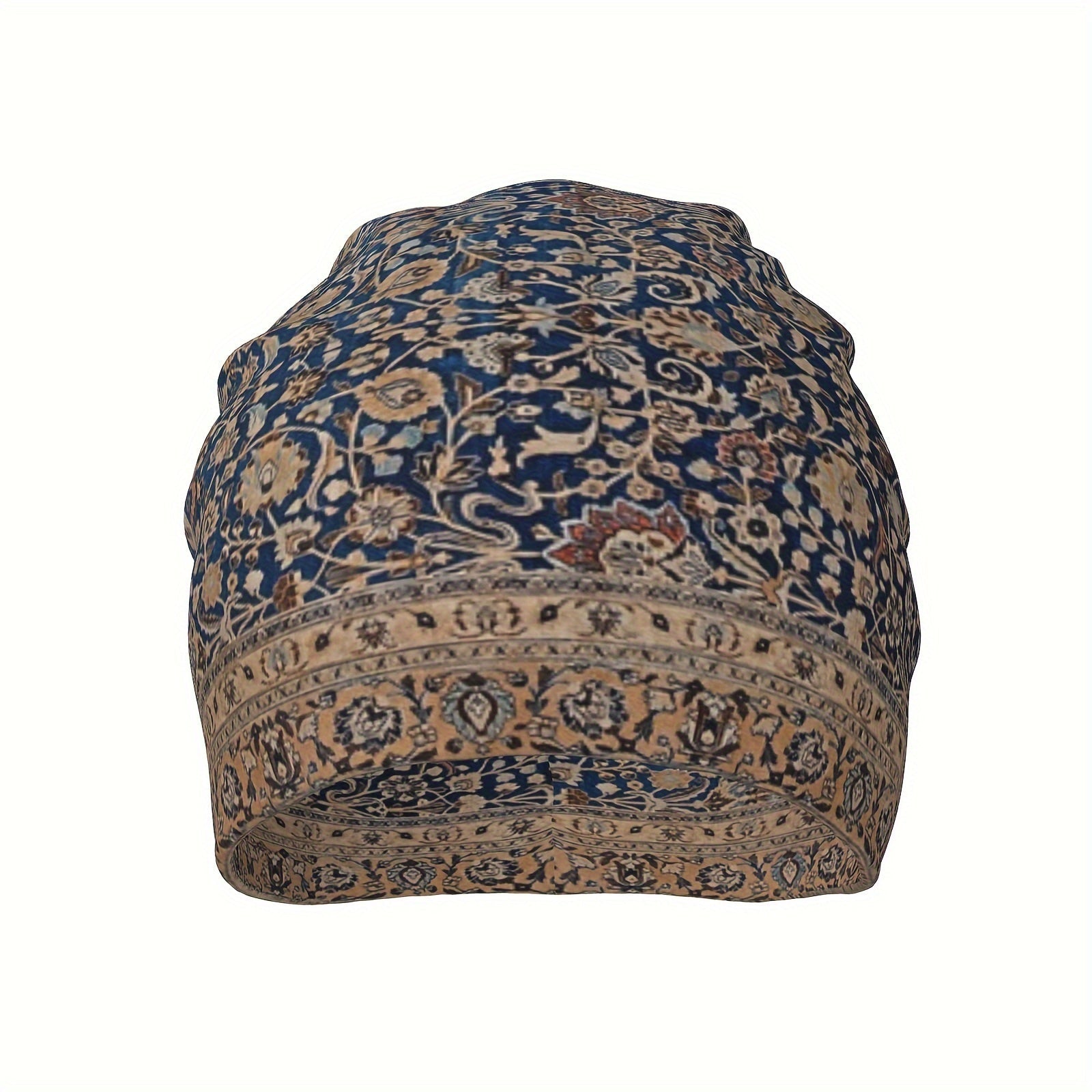 Antique Tabriz Persian Rug Beanie Boho-Chic Skull Cap for Men Women Soft Stretchy