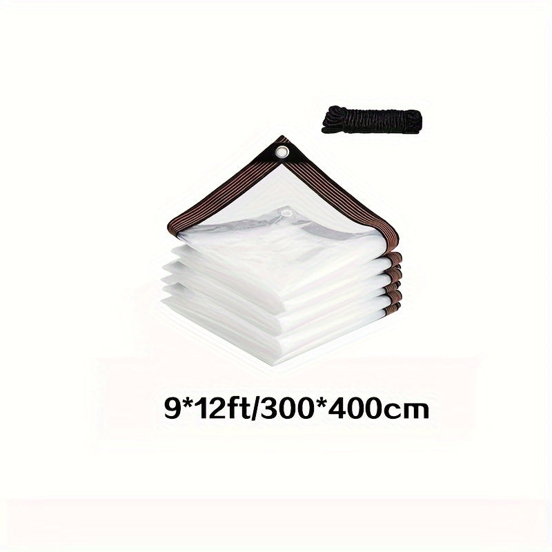Transparent Waterproof Tarp with Eyelets and Drawstring Closure for Outdoor Use