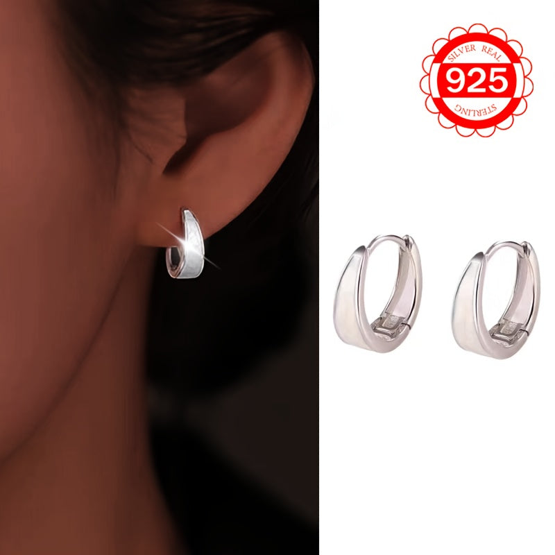 Hypoallergenic Silver Earrings for Women Oil Drop Circle Design Round Circle Ear Buckle Gift for Couples and Weddings