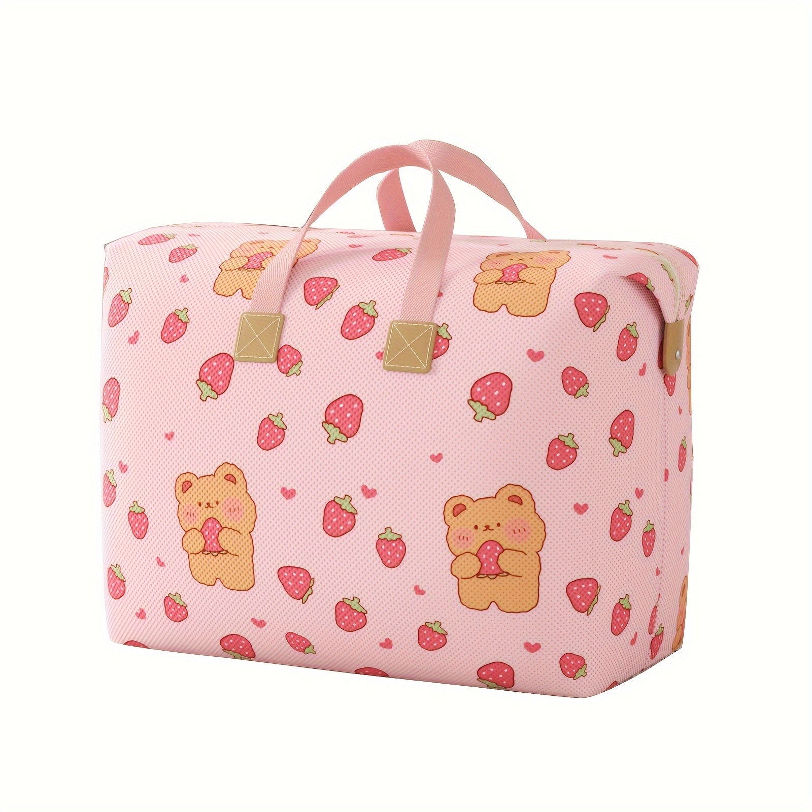 Large Pink Bear Storage Bag Non-Woven Organizer for Home Essentials Space-Saving