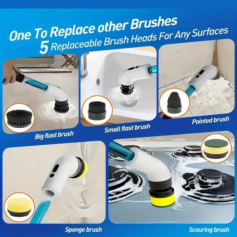 Беспроводная электрическая щетка для уборки с двойной скоростью, USB-зарядка, литиевая батарея, время работы 3 часа для пола, ванной комнаты, плитки
