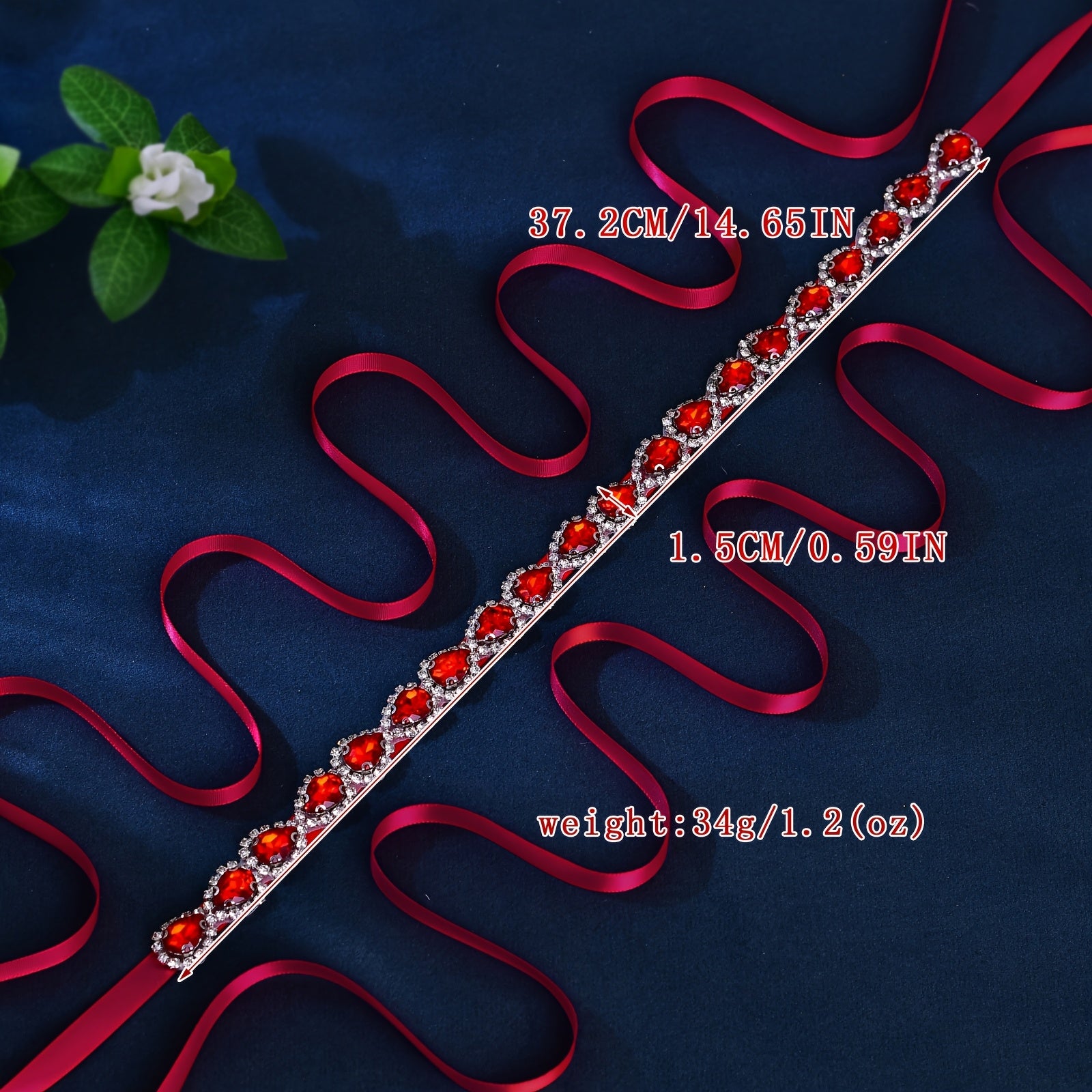 Red Rhinestone Wedding Sash Handcrafted Fashion Belt for Evening Gowns
