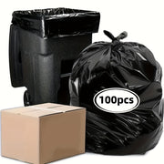 100 Count Black 55-Gallon Heavy Duty Trash Bags for Yard and Commercial Use