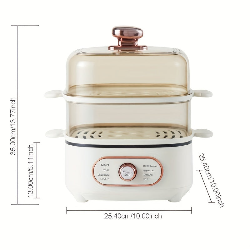 Two Tier Electric Food Steamer with Visualization Lids Stackable Baskets 9.5QT Hot Pot