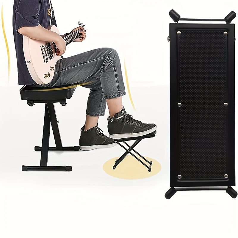 Guitar Foot Pedal and Stool with Adjustable Heights Non-Slip Metal Construction