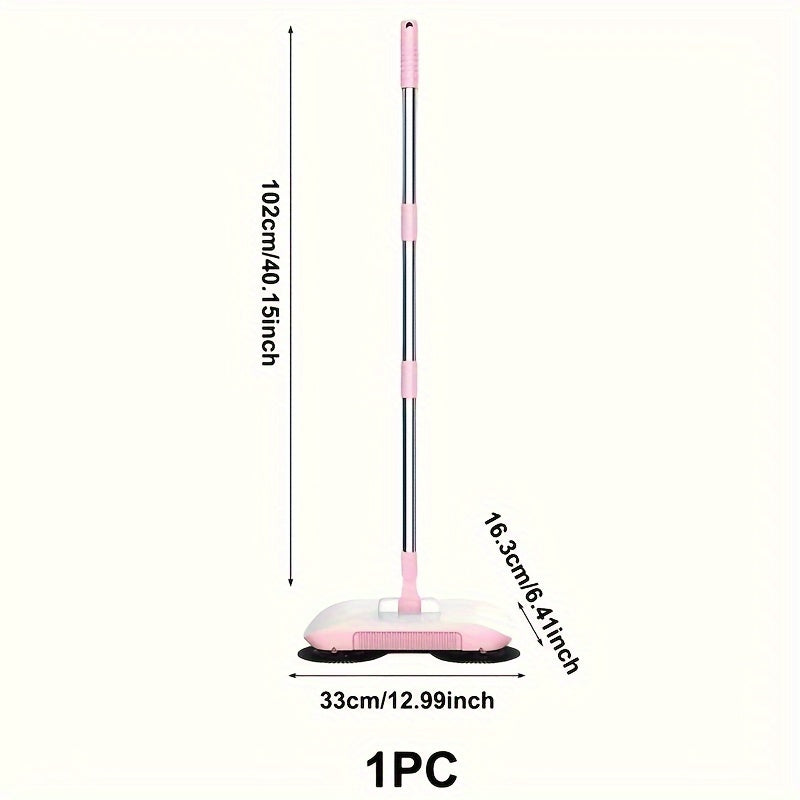 3-in-1 Push Broom with Long Handle for Sweeping Dusting and Mopping