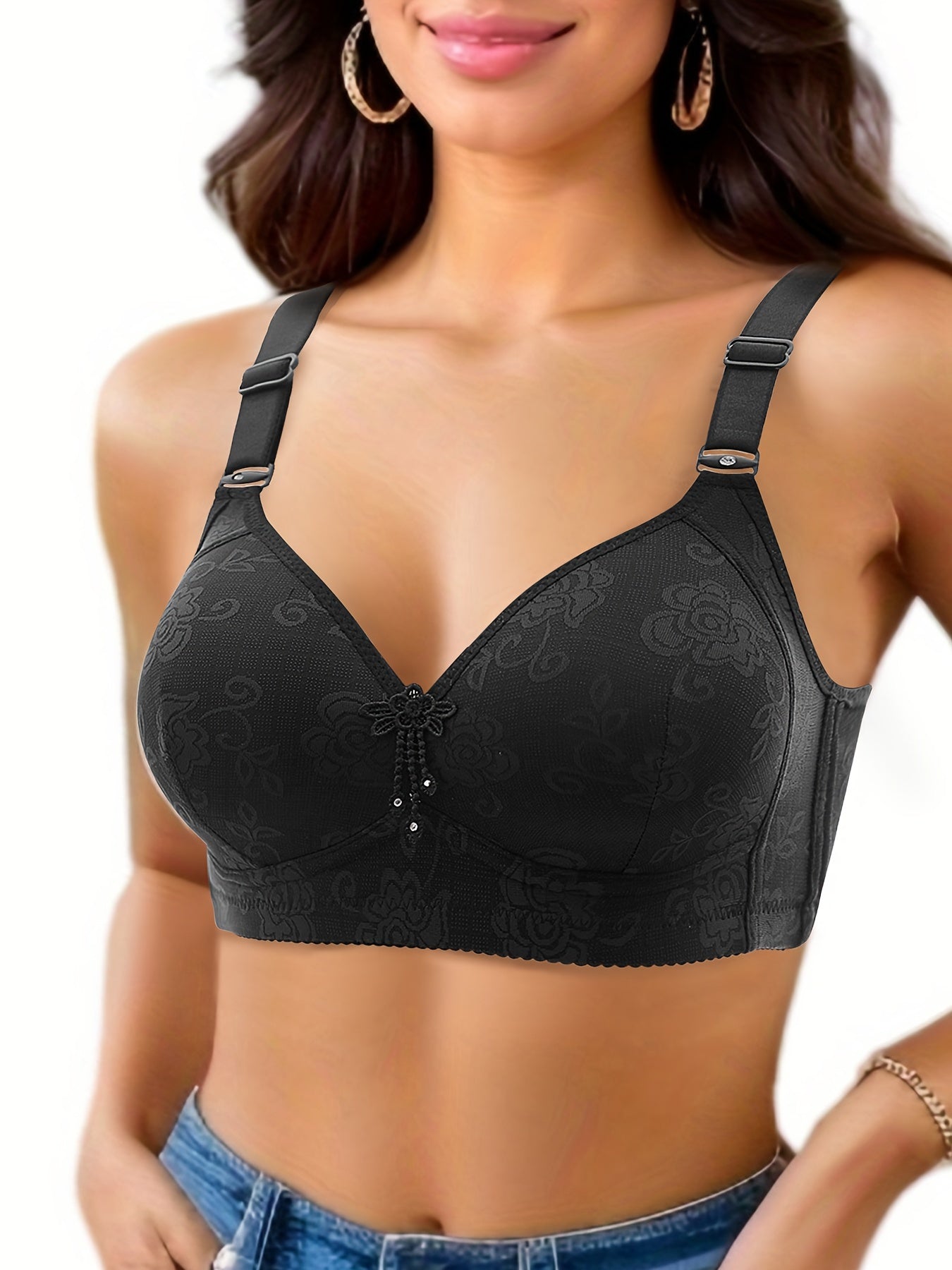 Women's Nylon Push Up Bras Wireless Non-Removable Padding Solid Color Knit Fabric