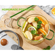 Кастрюля из стекла объемом 52 унции с ручками, безопасна для духовки, совместима с плитой, боросиликатное блюдо для запекания