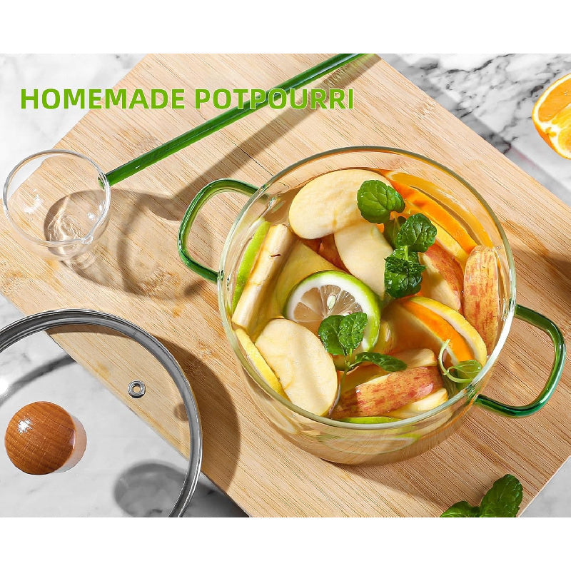 Olla de vidrio para cocinar de 52oz con asas, apta para horno, compatible con estufa, bandeja de guisar de borosilicato