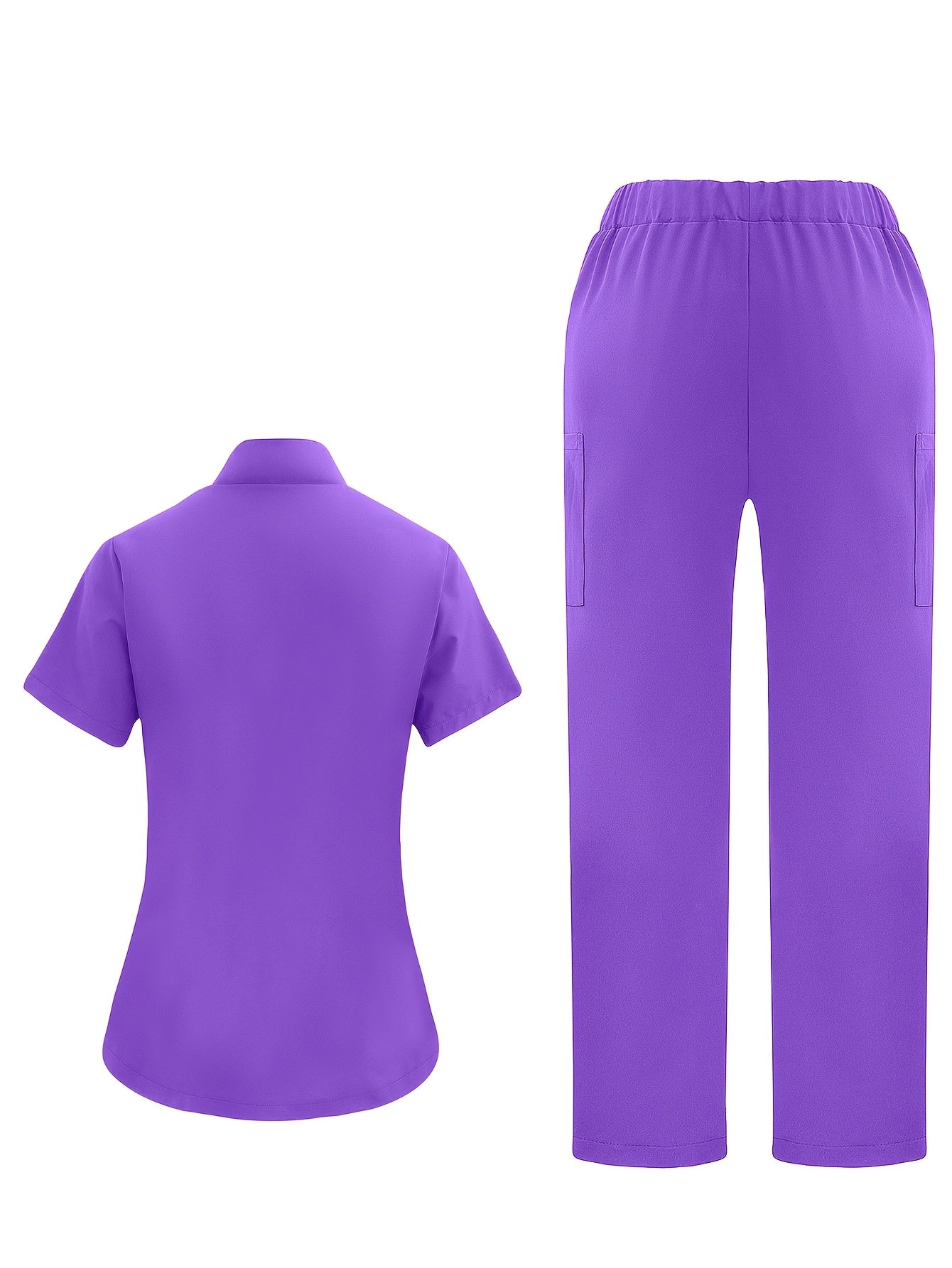 Women's Breathable Solid Polyester Healthcare Uniform with High Neck Pockets for Medical Professionals