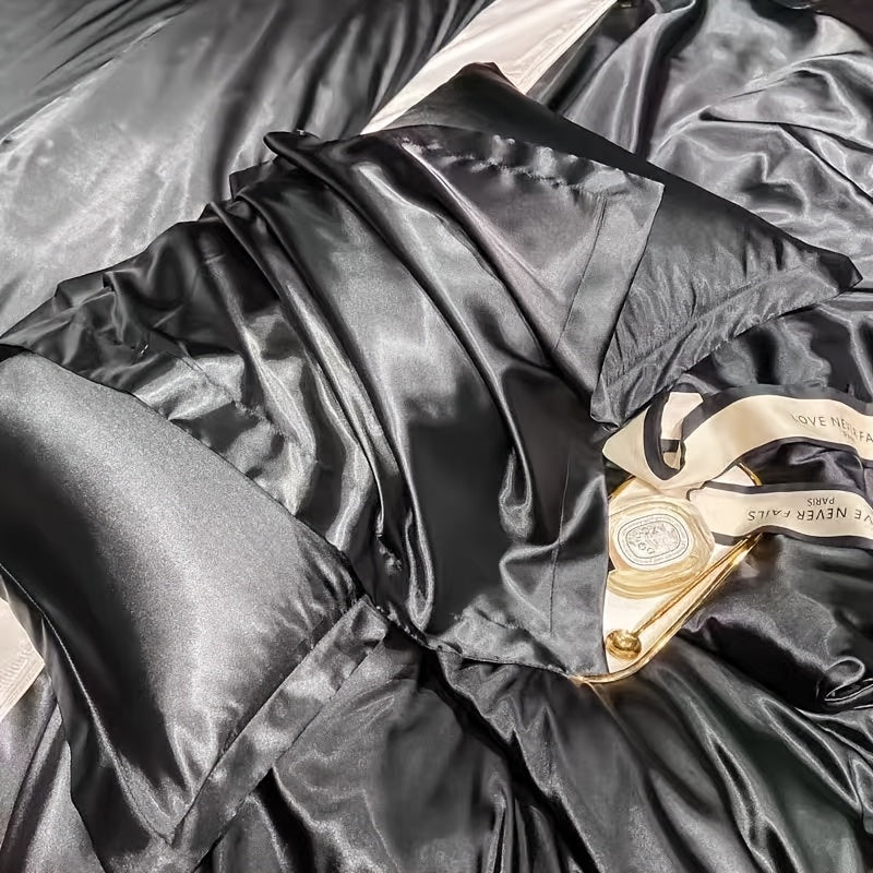 Set of 2 Mulberry Silk Pillowcases 25 Momme Satin Weave Hypoallergenic Solid Color