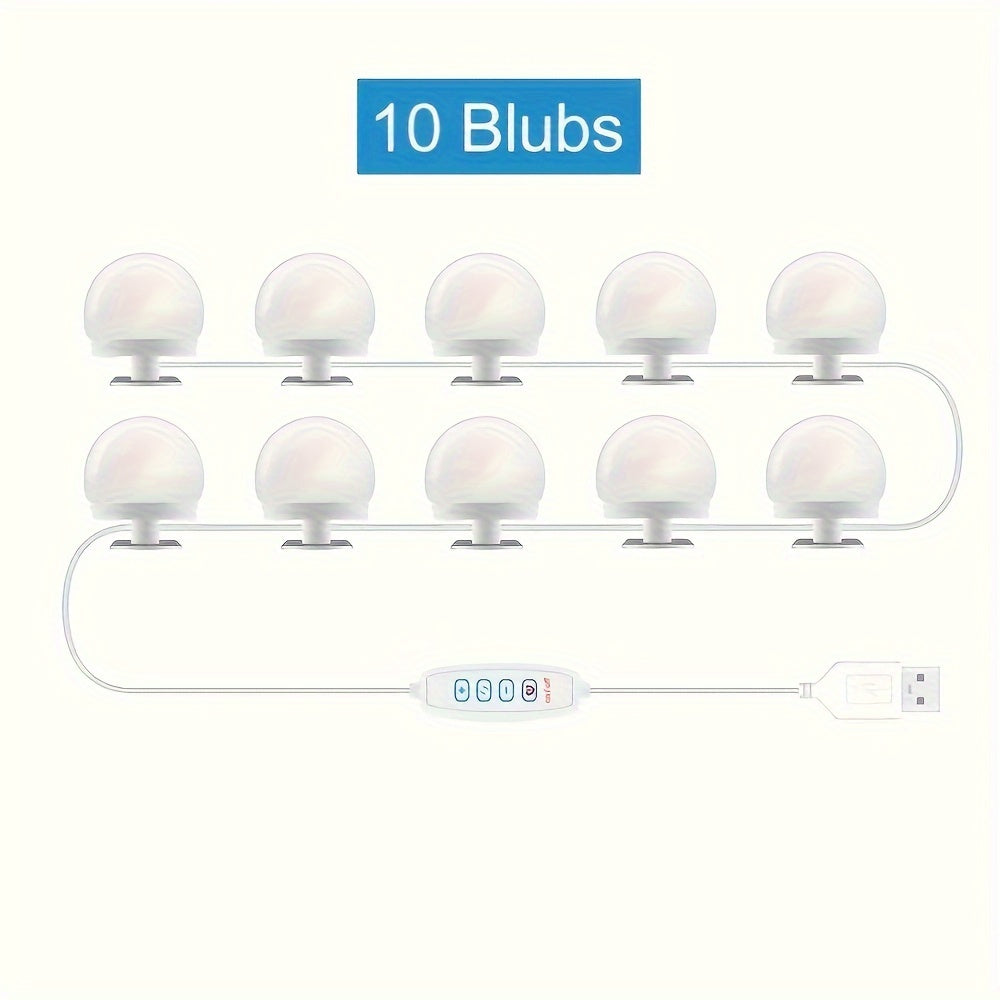 LED Makeup Mirror Lights Kit with 3-Color Dimmable USB-Powered for Vanity Cabinets and Stations