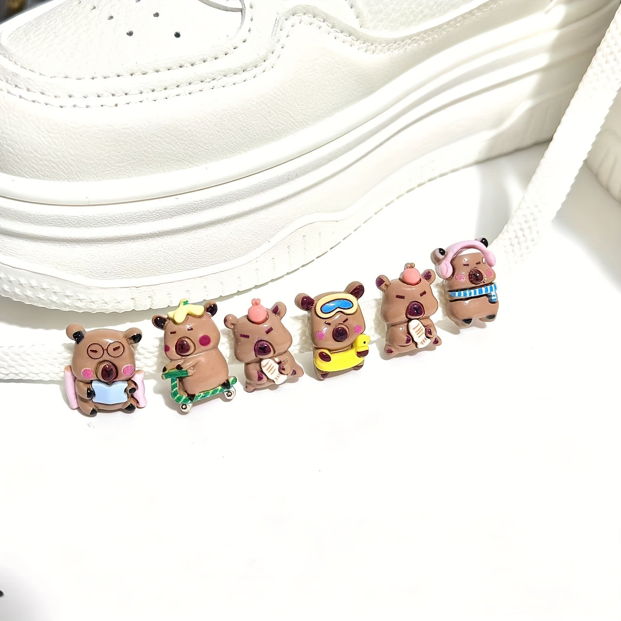 12pcs Cartoon Capybara Shoe Buckles and Laces Decorations for Sports Shoes