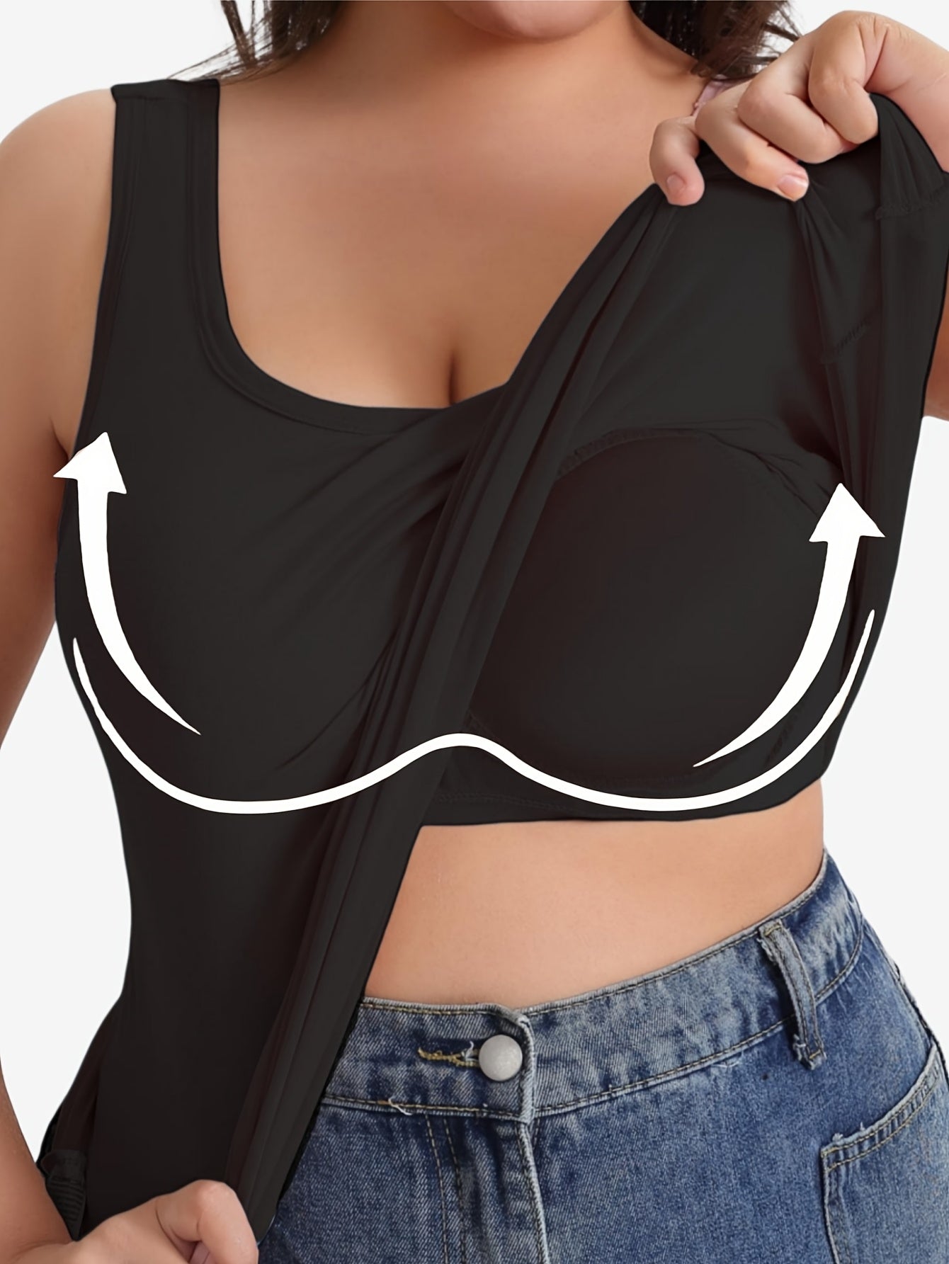 Women’s Plus Size Sports Tops with Built-In Bra, Workout Tanks, Flexible Fit