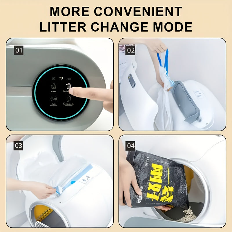 Automatic Self-Cleaning Cat Litter Box Wi-Fi Odor Control Large Capacity European Plug