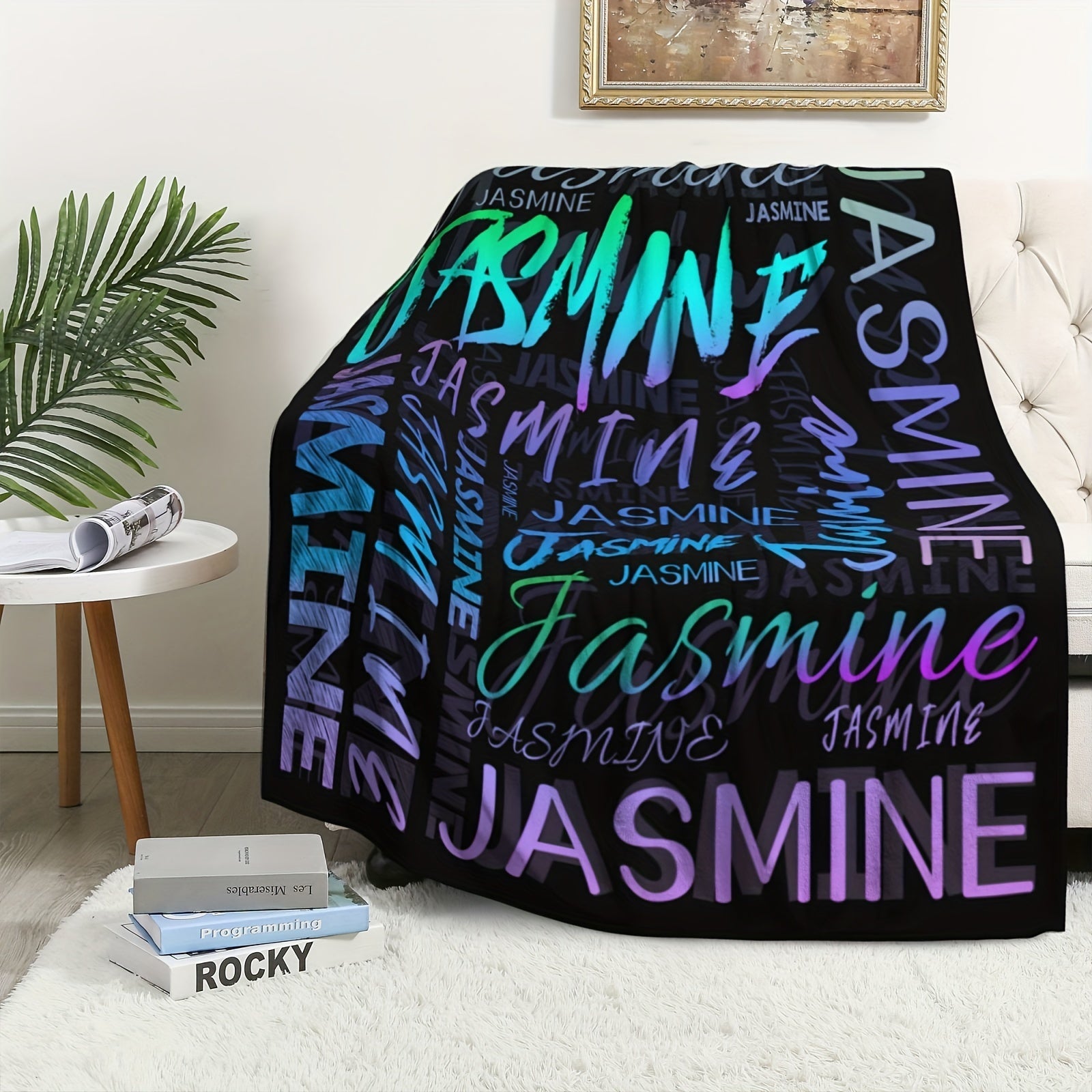 Personalized Soft Flannel Blanket Custom Name All-Season Throw for Office Chair Picnic Travel