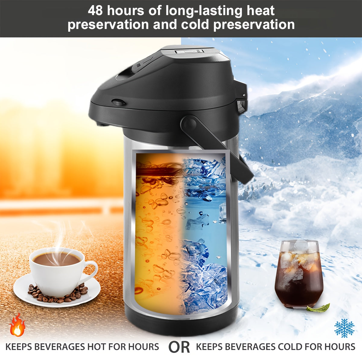 Stainless Steel Coffee Carafe 4L Double-Walled Insulation Thermal Dispenser