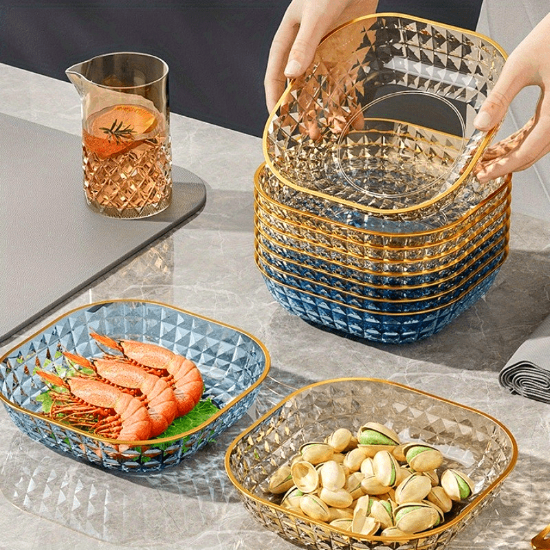 Set of 4 Elegant Gold Rim Fruit Bowls for Serving Desserts and Snacks