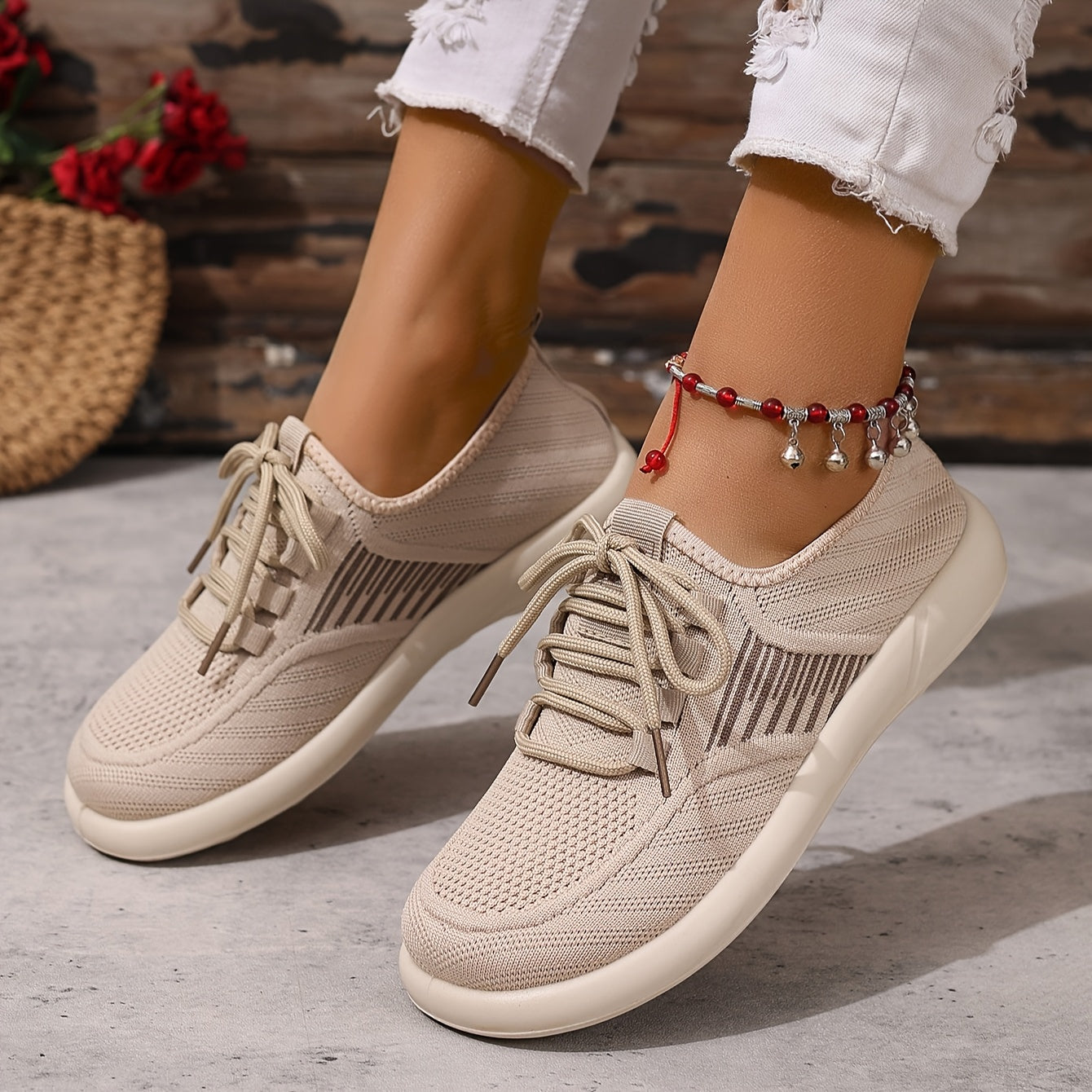 Women's Breathable Black Fabric Slip-On Sneakers Casual Low-Top Shoes