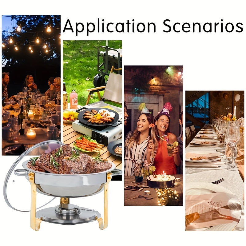 Elegant Stainless Steel Buffet Chafing Dish Set 5QT Round for Catering and Parties