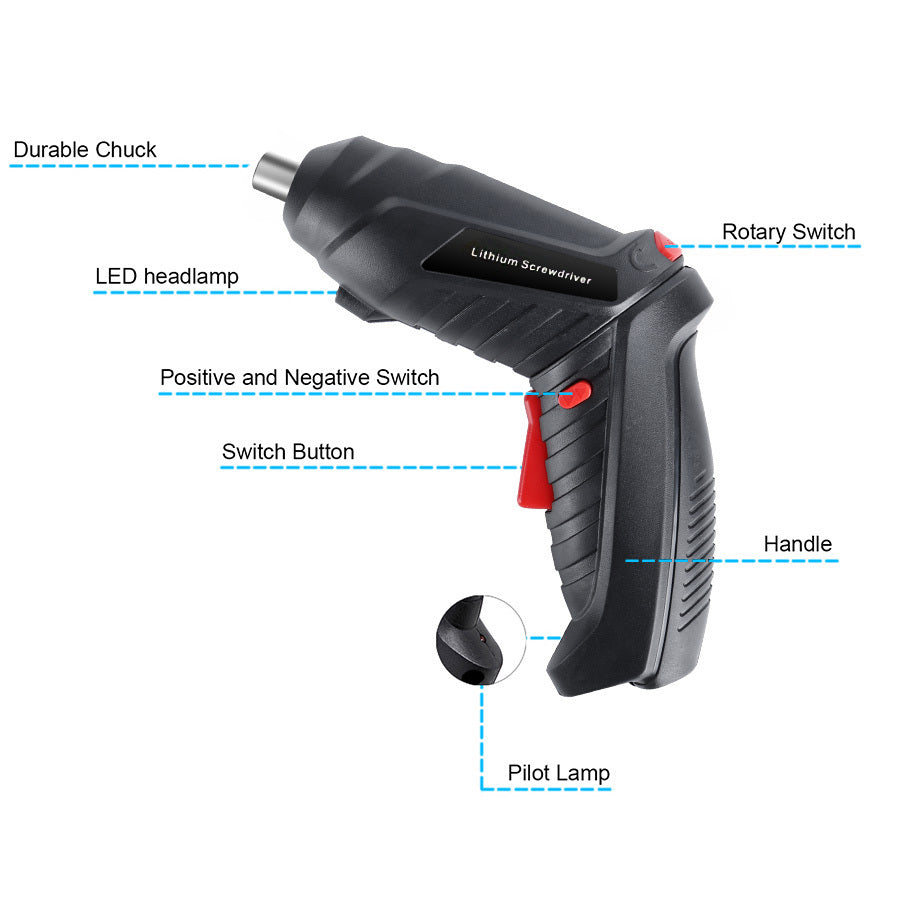 Juego de herramientas eléctricas con batería de litio de 1300mAh, destornillador inalámbrico para mantenimiento del hogar
