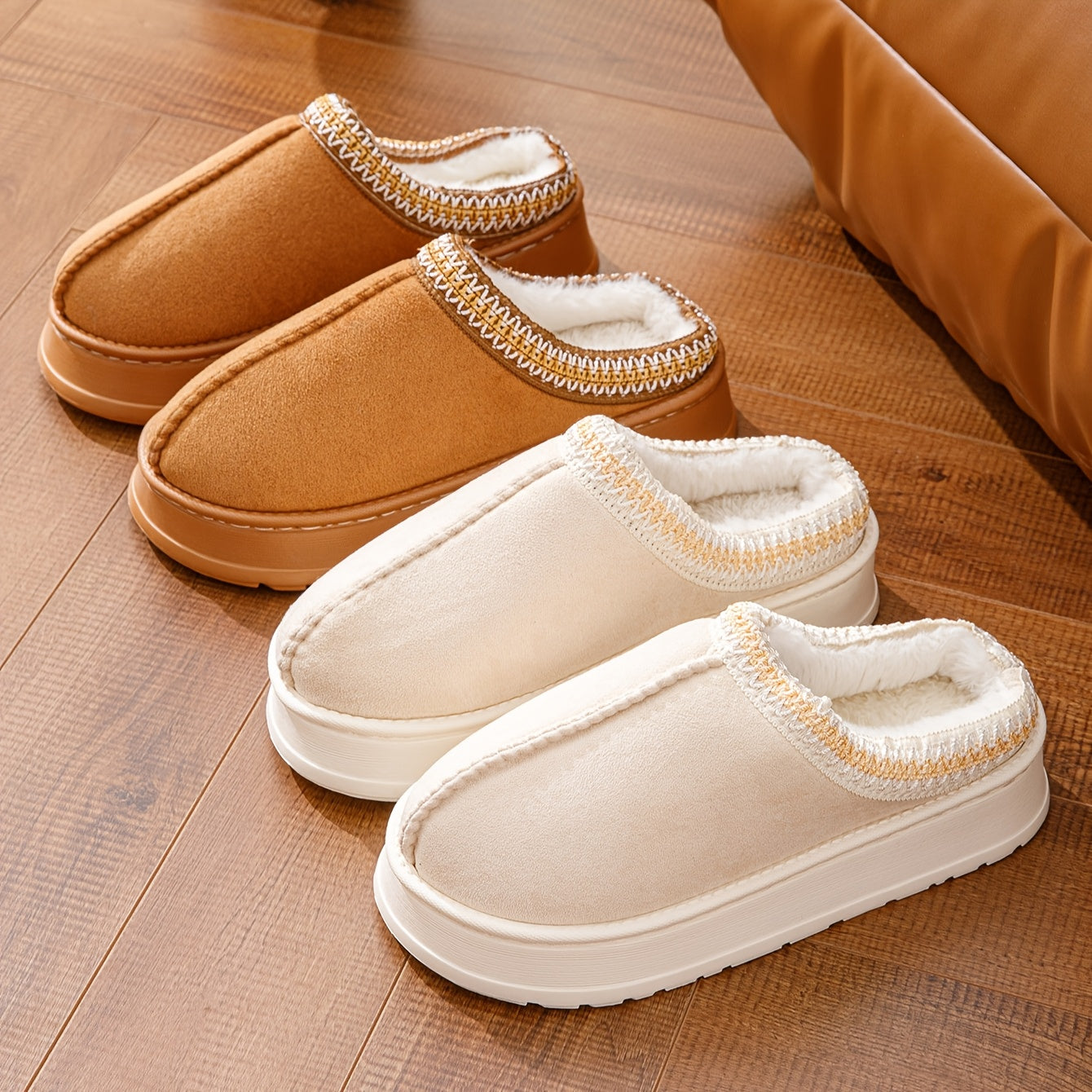 Erkaklar va ayollar uchun yopiladigan shippaklar, mo'ynali ichki qavati bilan EVA taglik, ichki qulaylik