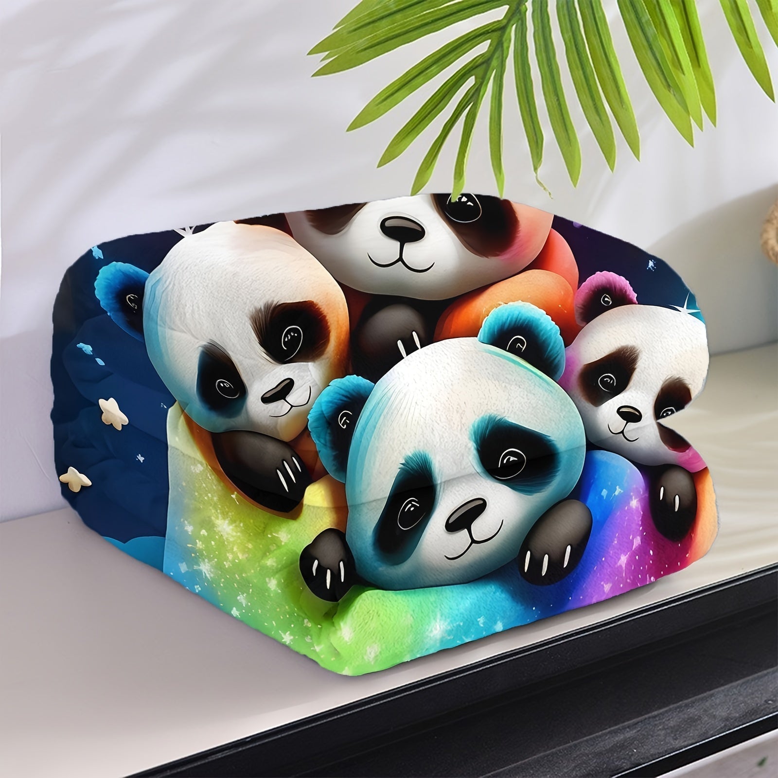 Modern Panda Design Flannel Fleece Blanket for All Seasons Polyester Knit 200-250 gsm