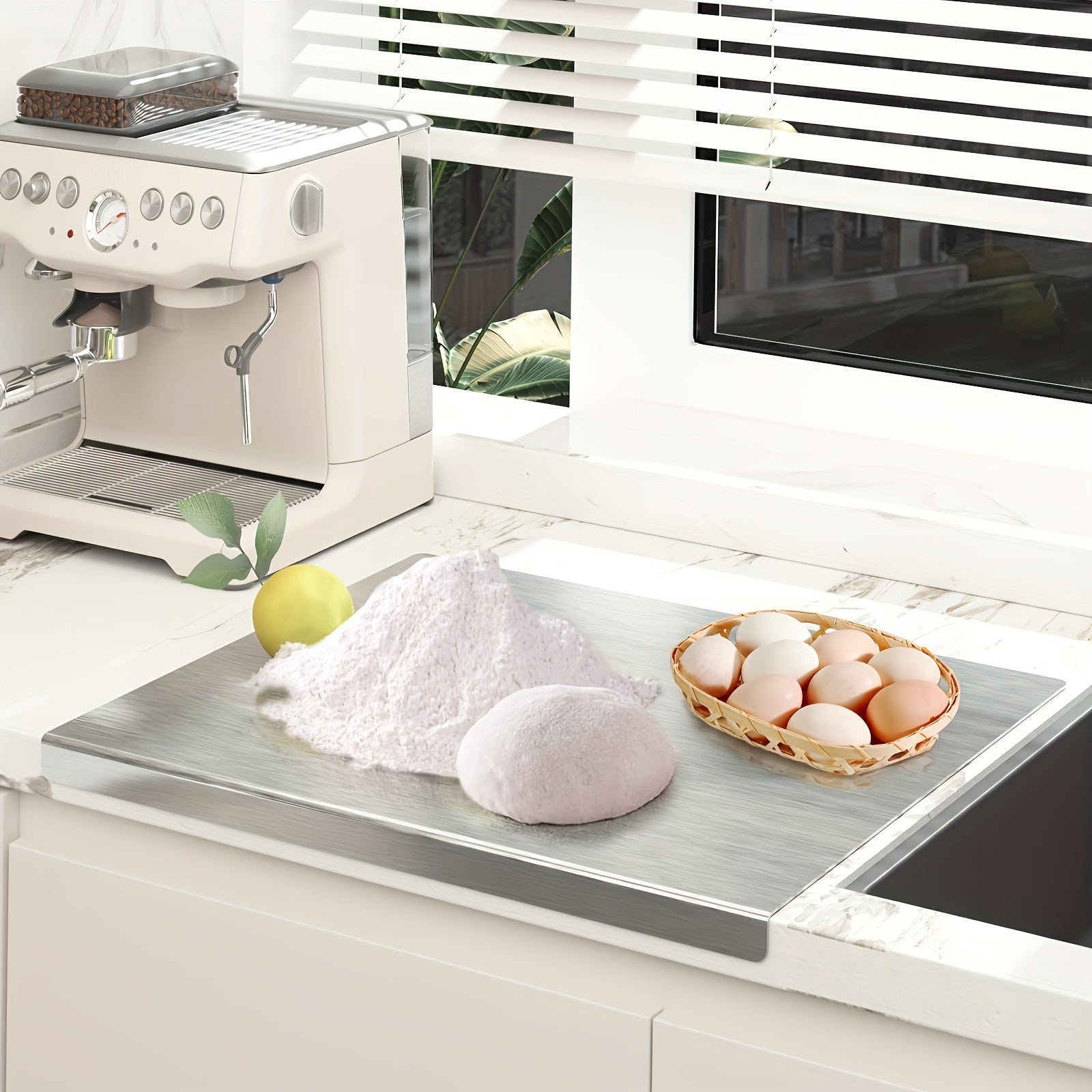Tabla de cortar de acero inoxidable, antideslizante, fácil de limpiar, bloque de corte para cocina