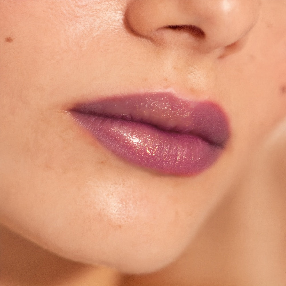 Mujer lápiz labial no difuminar burdeos oro brillo brillo duradero brillante