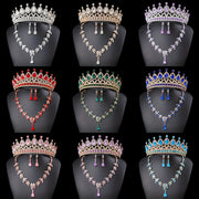 Elegant Rhinestone Queen Tiara and Jewelry Set with Necklace and Earrings for Weddings and Events