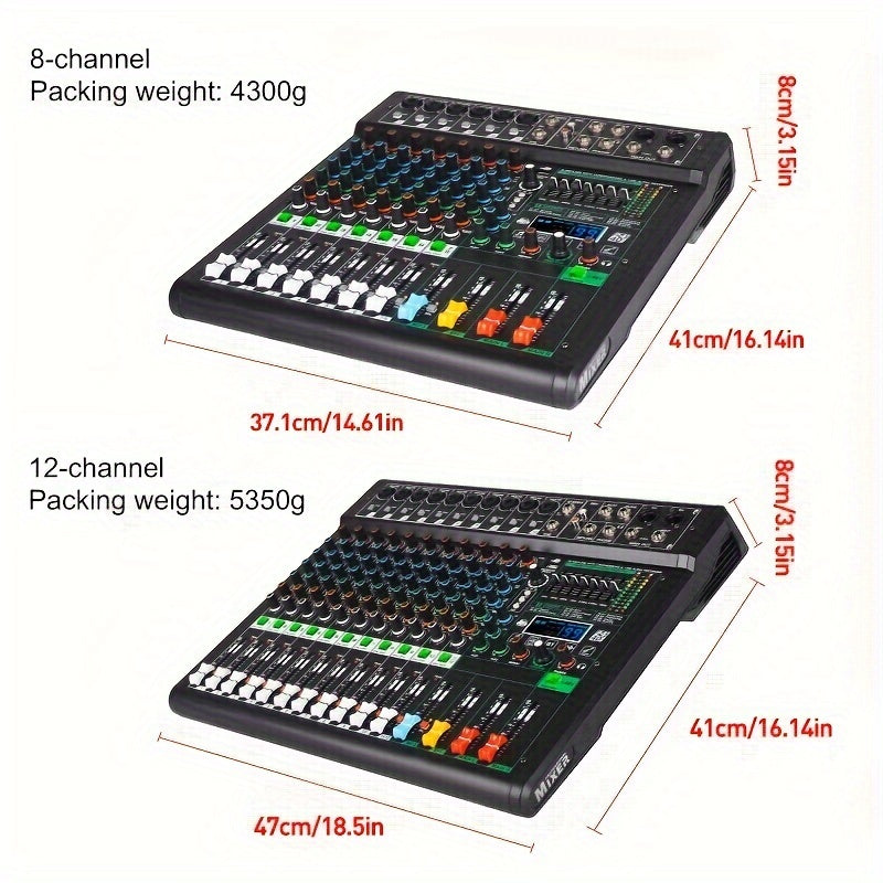 'NXG XF8/12/16 Professional Mixer Soundboard 8/12/16 kanalli, USB MP3 kompyuter kirishi, 48V fantom quvvati, 99 ta reverb effektlari va yozish funksiyasi bilan.'