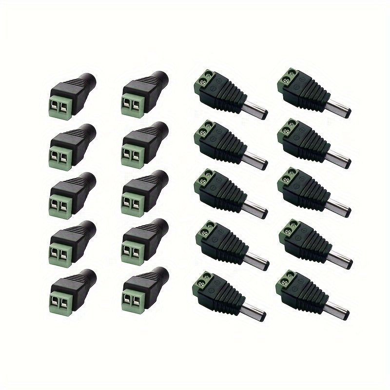 10 Pairs 12V DC Power Jack Connectors for LED Strip CCTV Camera Male Female