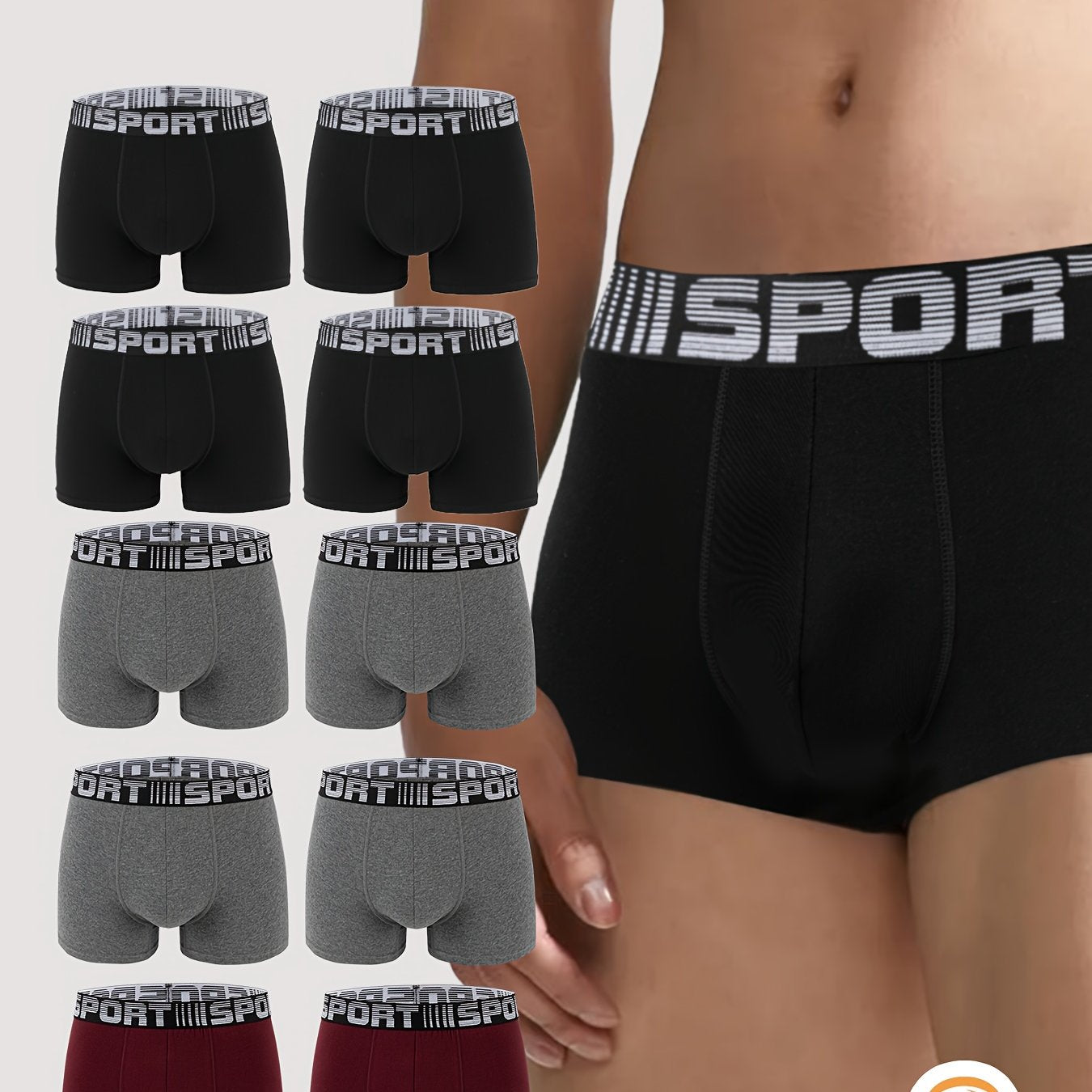 Men's Cotton Boxer Shorts Pack of 5 or 10 Solid Color Casual Medium Stretch