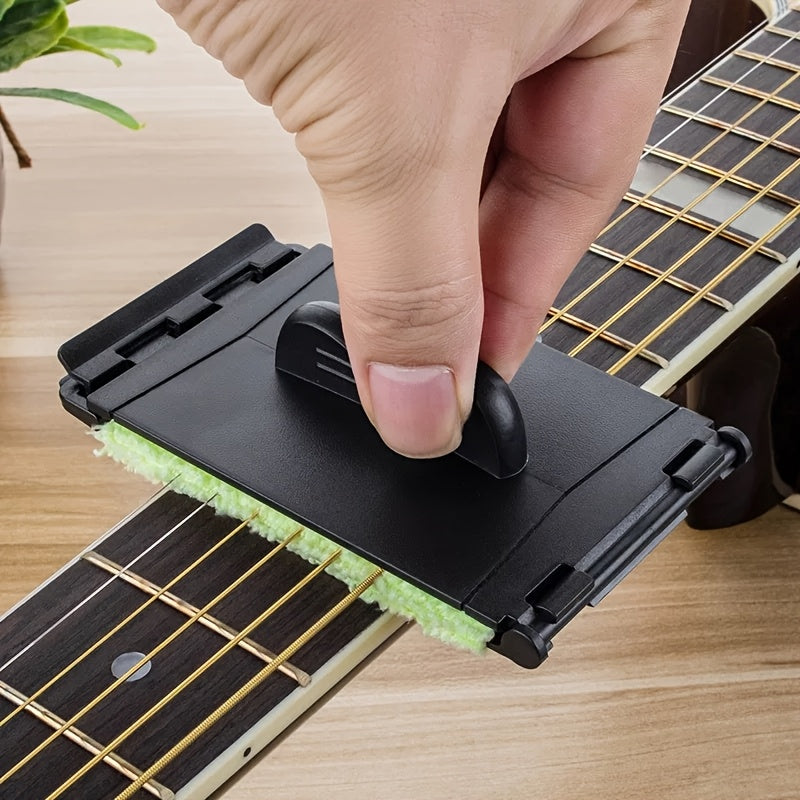 Guitar and Bass String Cleaning Tool Fingerboard Brush Anti-Rust Maintenance Accessory Black Plastic