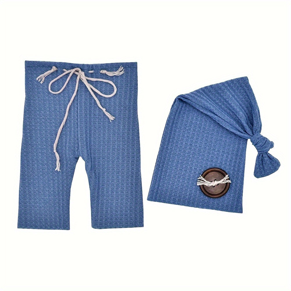 Baby Boy 2-Piece Pants and Cap Set Cotton Photo Outfit