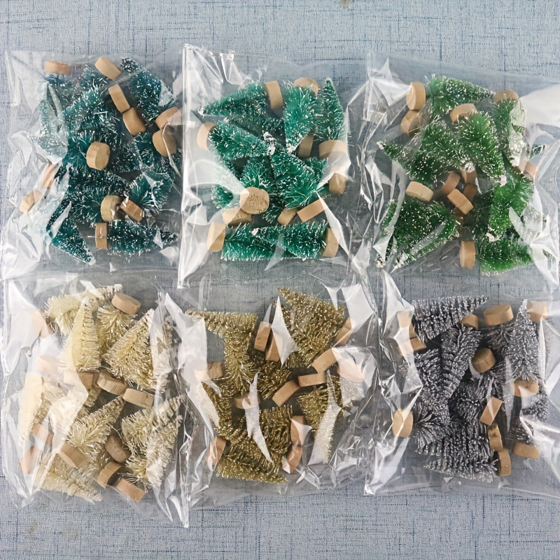 12 Mini Christmas Tree Decorations Fir and Pine for Tabletop and Home Decor