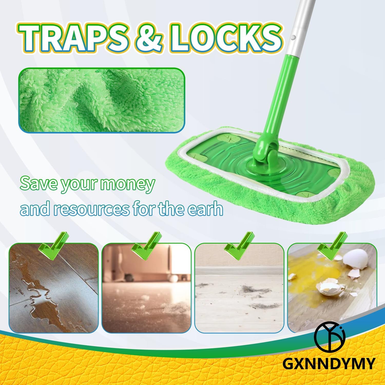 Paños de microfibra lavables para trapeadores Swiffer, reutilizables para limpieza húmeda y seca