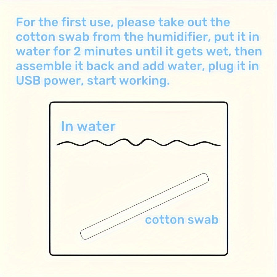 Ultrasonic Humidifier 230mL Quiet USB Portable for Bedroom Office School