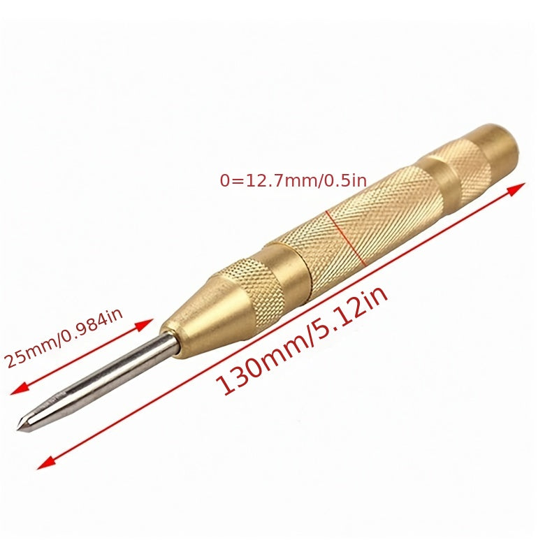 5-Inch Spring Loaded Center Punch Tool for Starting Holes  Treats Metal Wood